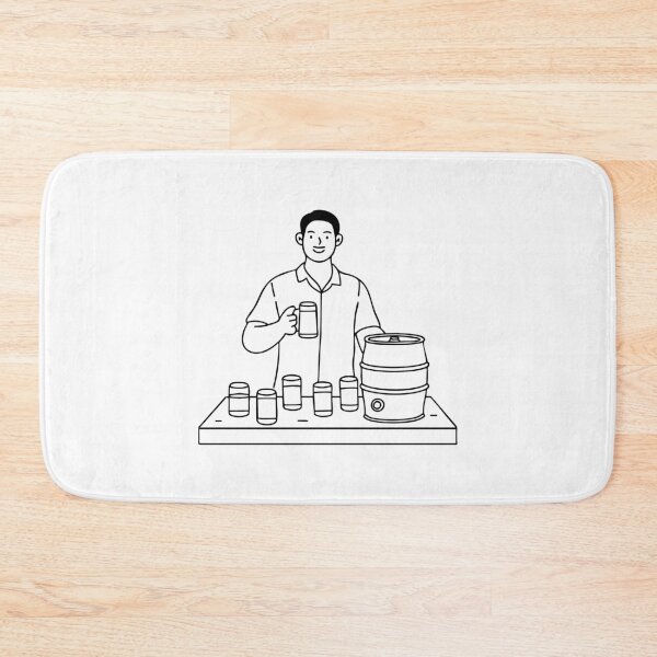 Item preview, Man holding glass standing beside a metal keg on a wooden table at a picnic designed and sold by rasagamastore.