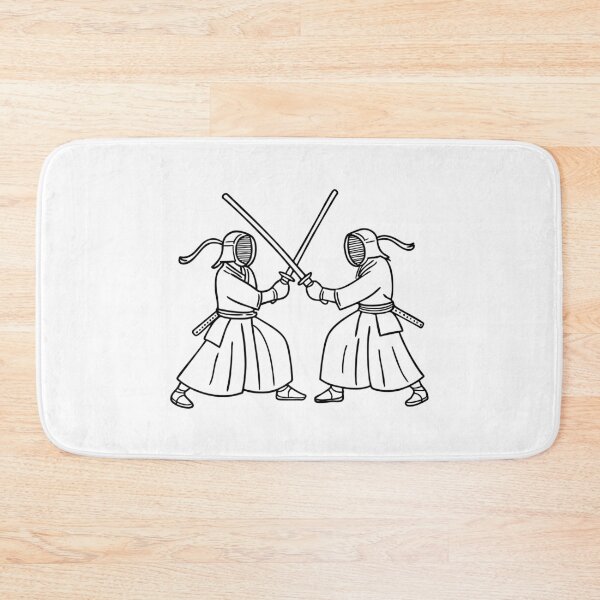 Item preview, Kendo fighters clashing bamboo swords in an intense sparring match designed and sold by rasagamastore.