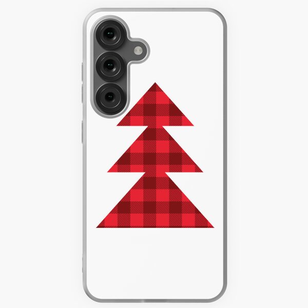 Item preview, Christmas Tree simple geometric design silhouette Red and black Plaid winter pattern designed and sold by Jdawnink.