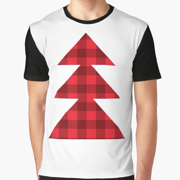 Vista previa del artículo con la obra «Silueta de diseño geométrico simple de árbol de Navidad Patrón de invierno a cuadros rojos y negros», diseñado y vendido por Jdawnink.