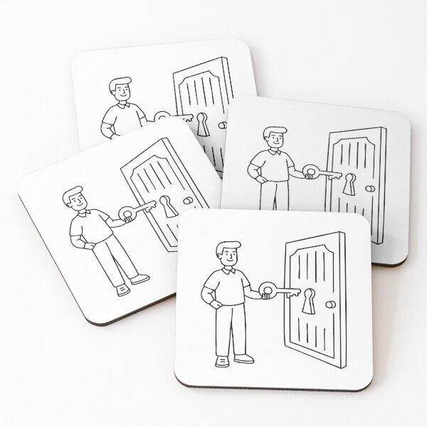 Item preview, Key turning in a lock as a person opens a wooden door designed and sold by rasagamastore.