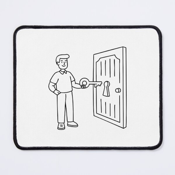 Item preview, Key turning in a lock as a person opens a wooden door designed and sold by rasagamastore.