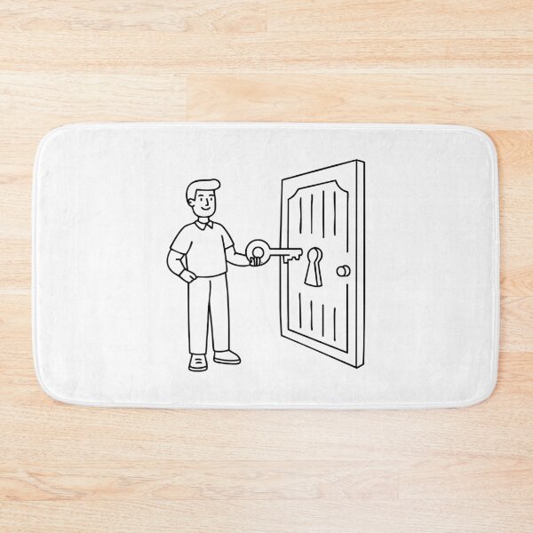 Item preview, Key turning in a lock as a person opens a wooden door designed and sold by rasagamastore.