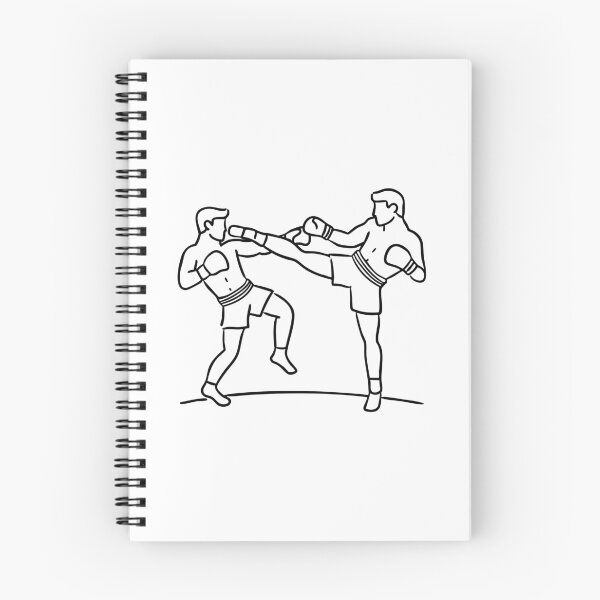 Item preview, Two kickboxers sparring in a ring, exchanging rapid kicks and punches designed and sold by rasagamastore.