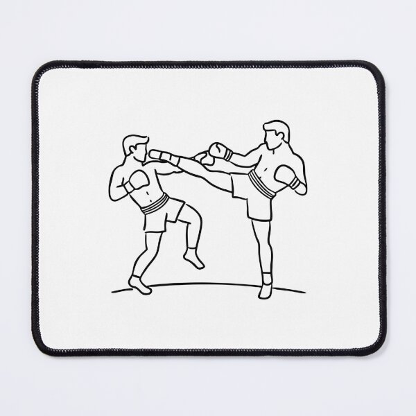 Item preview, Two kickboxers sparring in a ring, exchanging rapid kicks and punches designed and sold by rasagamastore.