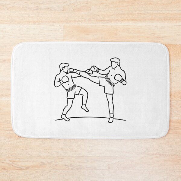 Item preview, Two kickboxers sparring in a ring, exchanging rapid kicks and punches designed and sold by rasagamastore.