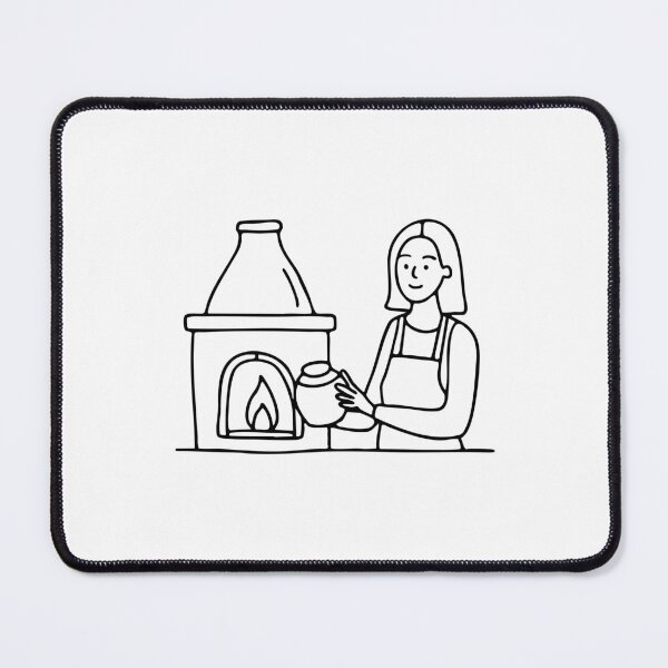 Item preview, Kiln glowing as a potter carefully places a ceramic vase inside designed and sold by rasagamastore.