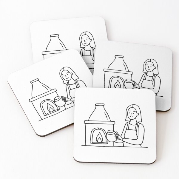 Item preview, Kiln glowing as a potter carefully places a ceramic vase inside designed and sold by rasagamastore.