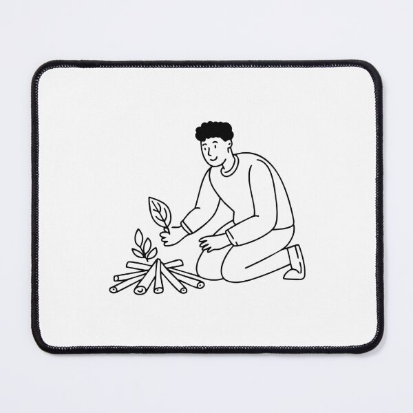 Item preview, Person stacking small twigs and dry leaves to prepare kindling for a campfire designed and sold by rasagamastore.