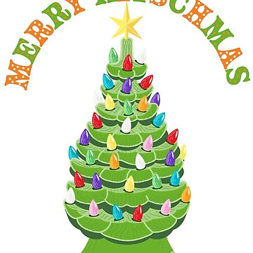 Artwork thumbnail, Merry Kitschmas Christmas Ceramic Christmas Tree Greeting Design by Jdawnink