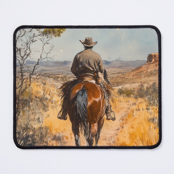 Item preview, Our land. Original watercolour artwork. Australian Indigenous cowboy western painting. Digital art Print. Poster. Home Decor. designed and sold by organicflowart.