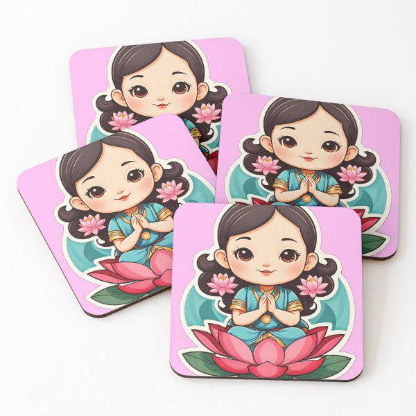 Item preview, Kawaii Lotus Girl - Cute Anime Girl Yoga Decal designed and sold by Doriiion.