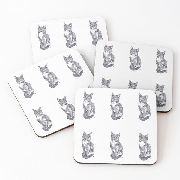 Item preview, Gray and white cat designed and sold by rita-andi.