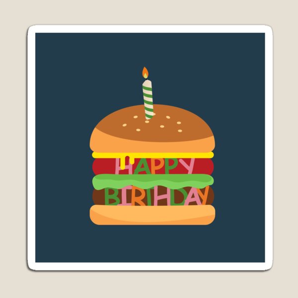 Item preview, Happy Birthday Hamburger with a candle designed and sold by AlginaPugachova.