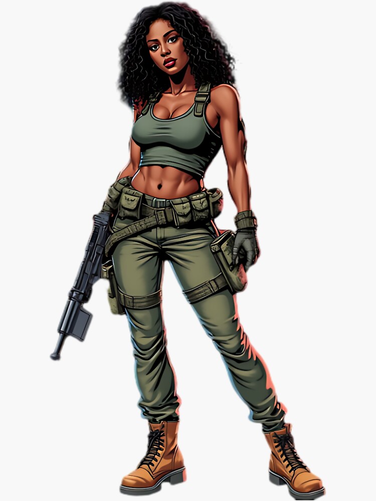 Imagen 3 de 3, Pegatina con la obra Mujer soldado negra, diseñada y vendida por macadolie.