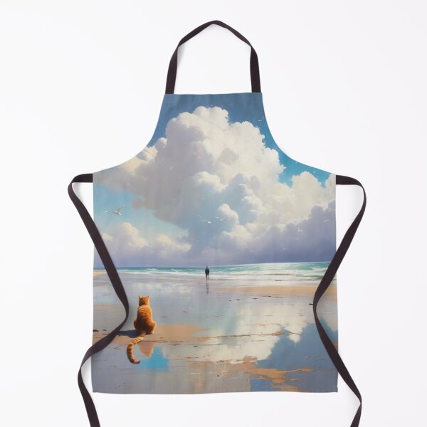 Item preview, Tranquil Cat by the Seascape Reflecting Clouds on the Beach designed and sold by Keirnyx.
