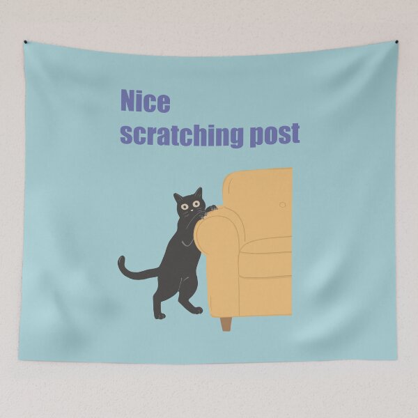 Item preview, Mischievous cat art : Nice scratching post Blue version designed and sold by TheGrandLordCat.