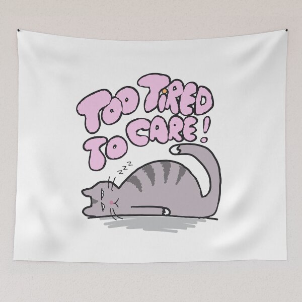 Item preview, Too tired to care - sleepy cute cat designed and sold by TheRubberOnion.