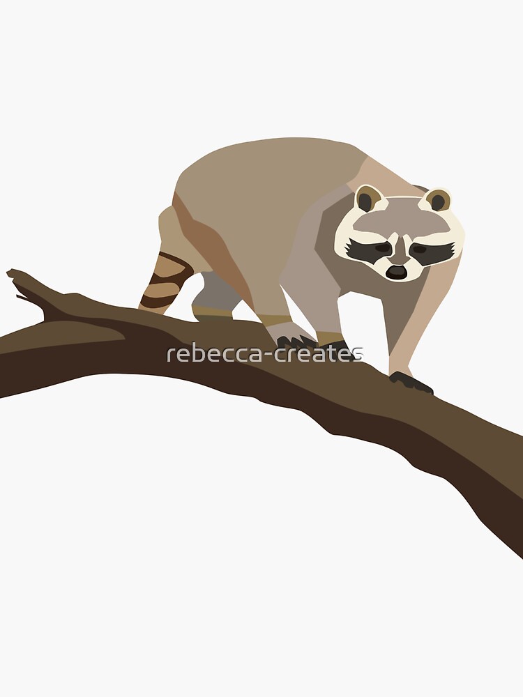 Thumbnail 3 of 3, Sticker, Wildlife: Raccoon in Tree designed and sold by rebecca-creates.