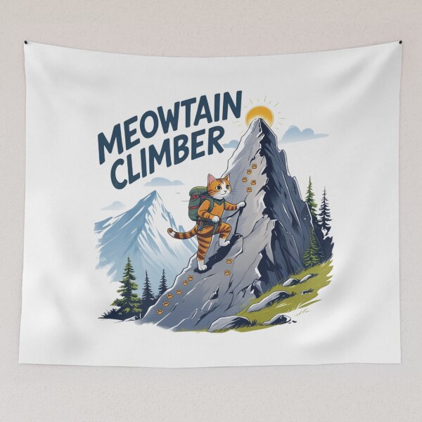 Item preview, Meowtain Climber – Adventure Cat Scaling a Mountain designed and sold by bannzy.