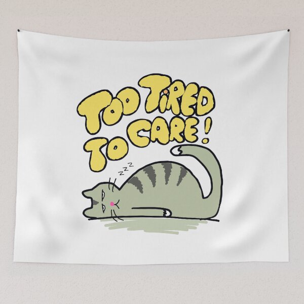 Item preview, Too tired to care - sleepy cute cat designed and sold by TheRubberOnion.
