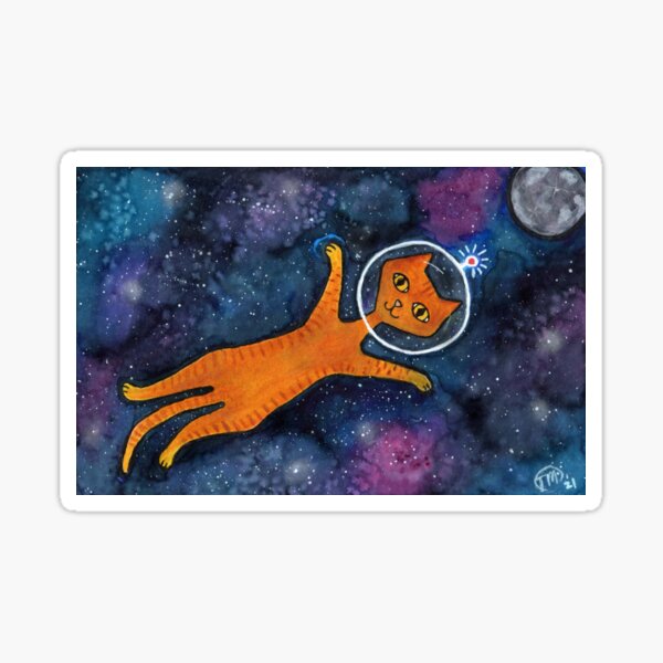 Orange Cat Astronaut Sticker