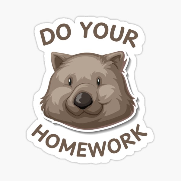 Vista previa del artículo con la obra «Consejos para el wombat: Haz tu tarea», diseñado y vendido por HappyHarmonyArt.