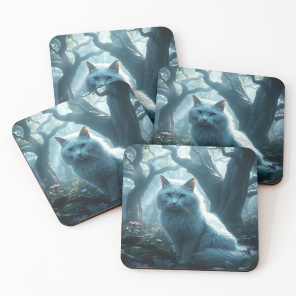 Item preview, White cat with blue eyes in the wood designed and sold by GlamShop88.