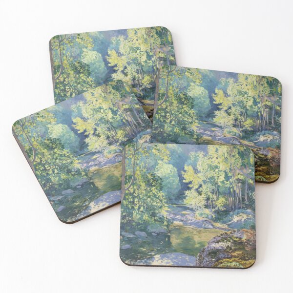 Item preview, Impressionist French Forest Landscape – Sunlit Stream & Mossy Rocks designed and sold by CARRAANN.