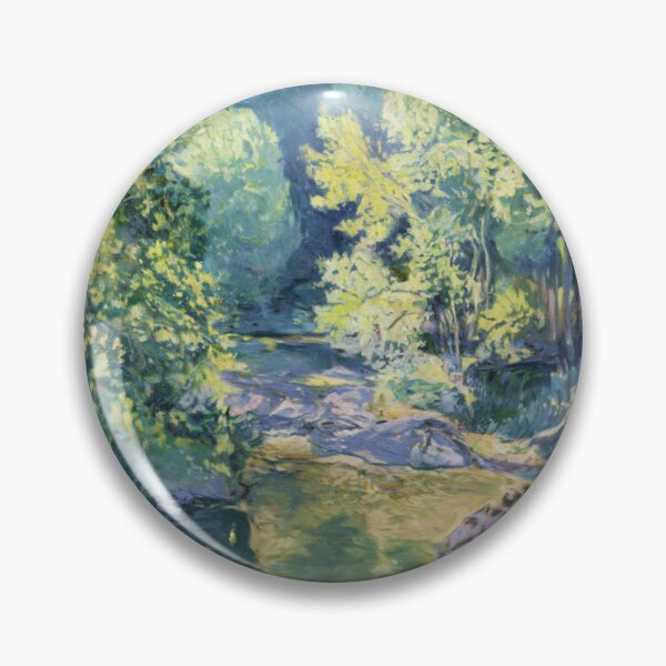 Item preview, Impressionist French Forest Landscape – Sunlit Stream & Mossy Rocks designed and sold by CARRAANN.