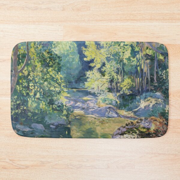 Item preview, Impressionist French Forest Landscape – Sunlit Stream & Mossy Rocks designed and sold by CARRAANN.