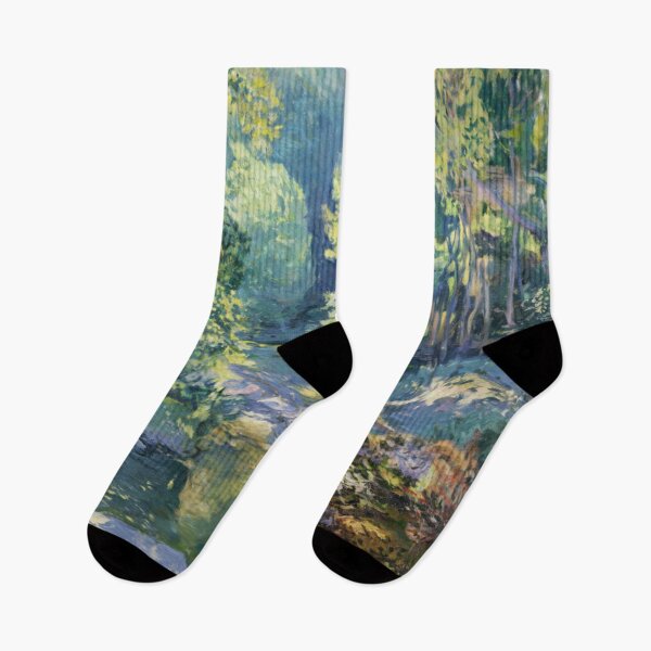 Item preview, Impressionist French Forest Landscape – Sunlit Stream & Mossy Rocks designed and sold by CARRAANN.