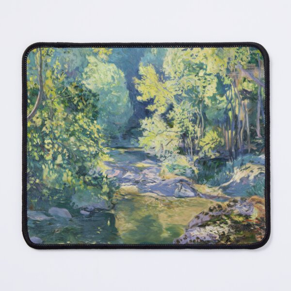 Item preview, Impressionist French Forest Landscape – Sunlit Stream & Mossy Rocks designed and sold by CARRAANN.