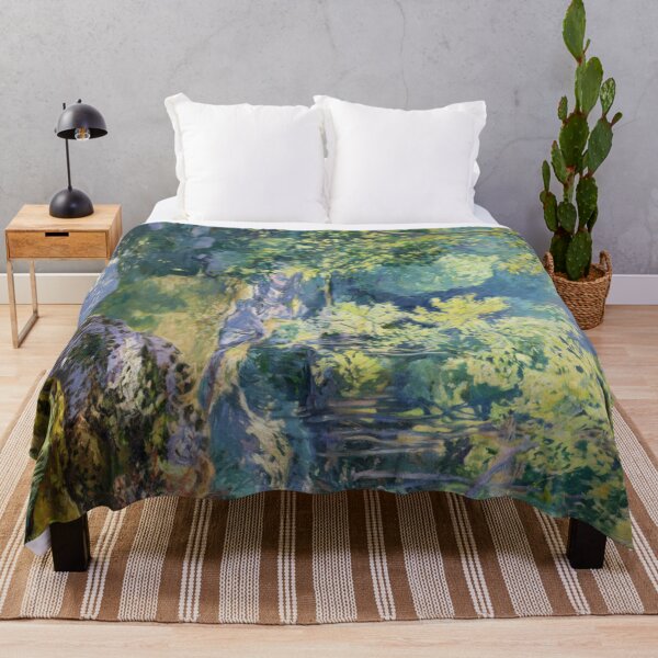 Item preview, Impressionist French Forest Landscape – Sunlit Stream & Mossy Rocks designed and sold by CARRAANN.