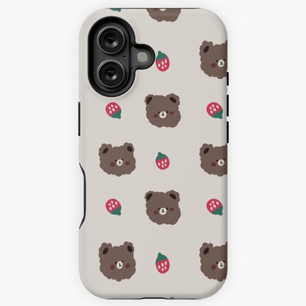 Vista previa del artículo con la obra «Lindo oso con estampado de fresa», diseñado y vendido por kateyangdesign.