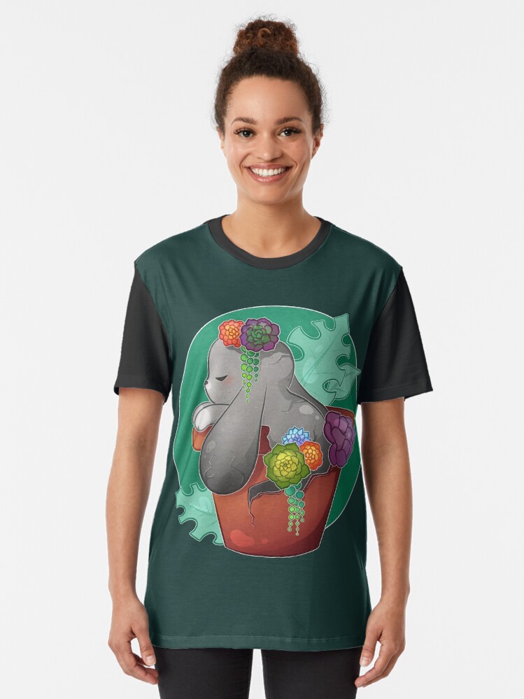 Thumbnail 2 of 5, Graphic T-Shirt, Succulent Garden Bunny designed and sold by heysoleilart.