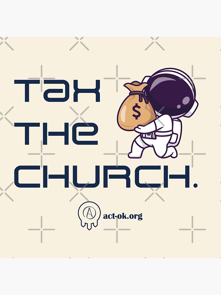 Thumbnail 3 of 3, Sticker, Tax The Church spaceman designed and sold by ACTBOD.