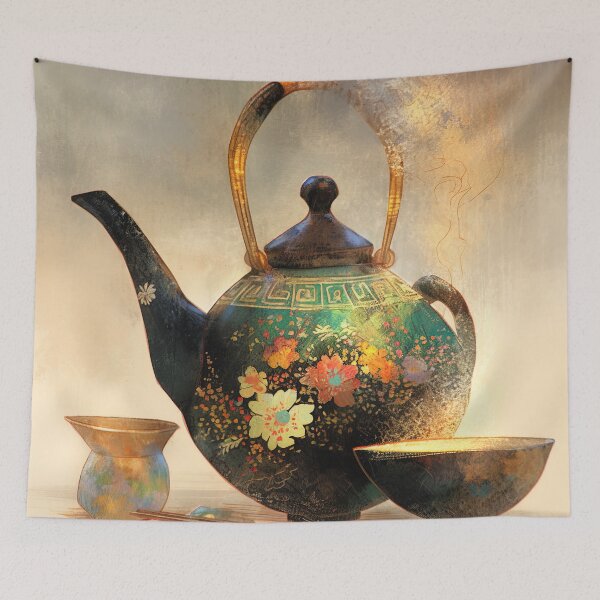 Item preview, Serene Brew: The Gilded Kettle and Whispers of Steam designed and sold by bloorose.
