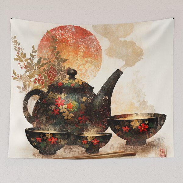 Item preview, Crimson Moon Brew: The Floral Kettle and Rising Clouds designed and sold by bloorose.