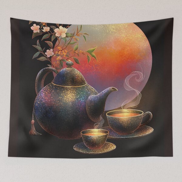 Item preview, Lunar Brew: The Celestial Tea and Blossoming Moon designed and sold by bloorose.