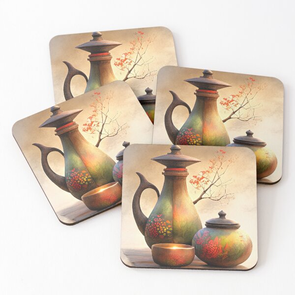 Item preview, Amber Glow Brew: The Rustic Kettle and Whispers of Blossom designed and sold by bloorose.