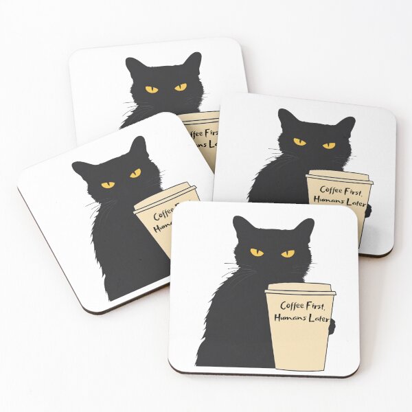 Item preview, Coffee first humans later funny cat designed and sold by beAwareShop.