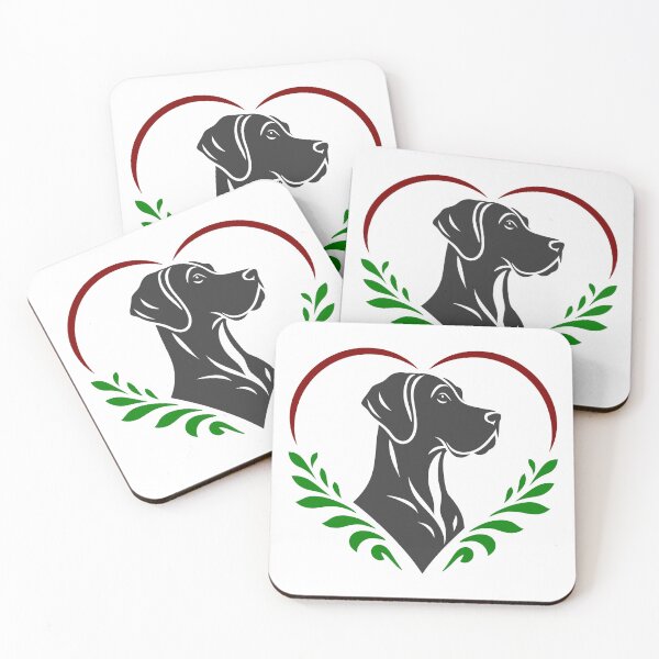 Item preview, Great Dane Dog Silhouette in Heart with Leaves designed and sold by theartfulaspie.