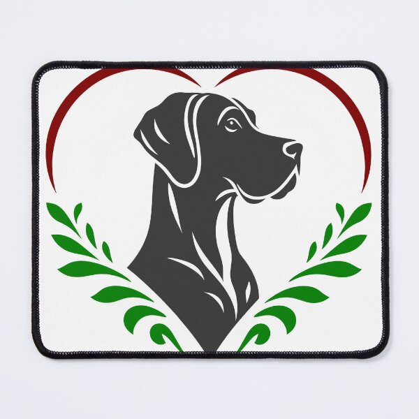 Item preview, Great Dane Dog Silhouette in Heart with Leaves designed and sold by theartfulaspie.
