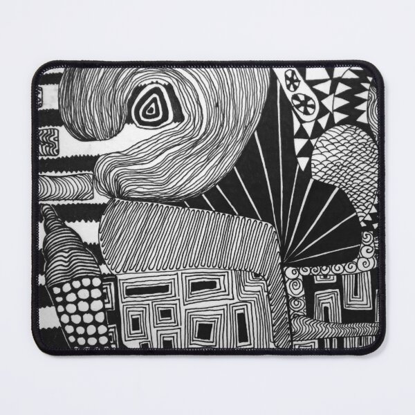 Aperçu de l'œuvre Dessin abstrait en noir et blanc, tourbillons, lignes, bulles, dessiné à la main créée et vendue par Andrew White Art.