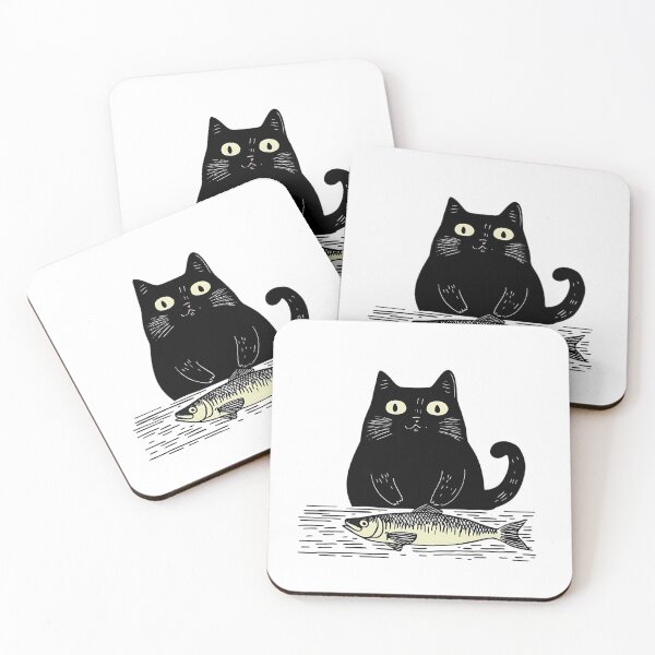 Item preview, Bright Eyes and the Perfect Dinner – Cat and Fish Illustration designed and sold by Cat loco.