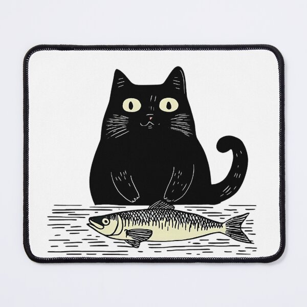 Item preview, Bright Eyes and the Perfect Dinner – Cat and Fish Illustration designed and sold by Cat loco.
