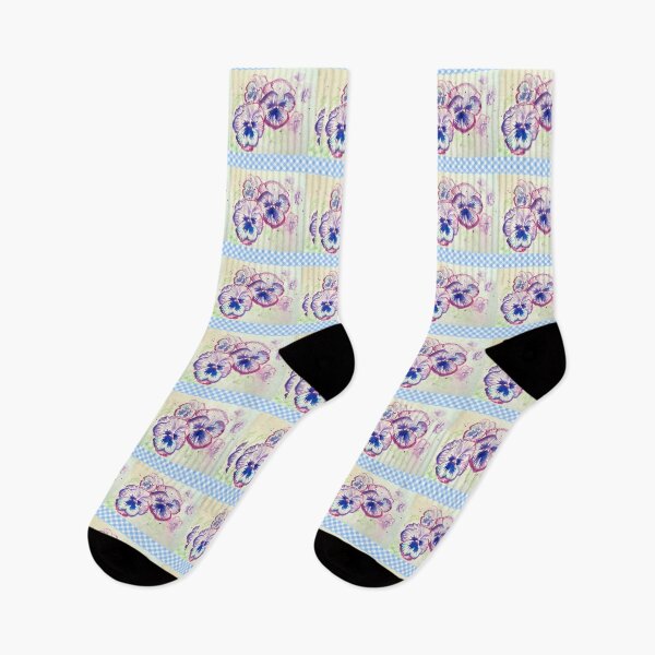 Item preview, Pansy Watercolor Blue Gingham Pattern Cottage Core Retro  designed and sold by Sarah  Rajkotwala.