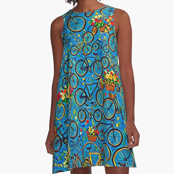 Bicycle Collage A-Line Dress