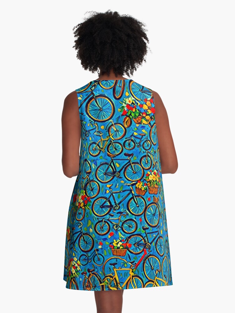 Thumbnail 3 of 4, A-Line Dress, Bicycle Collage designed and sold by jeneliz42.
